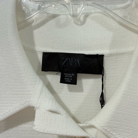 Zara Gold Button White Peplum Cardigan — Size M - NWOT - Picture 8 of 10